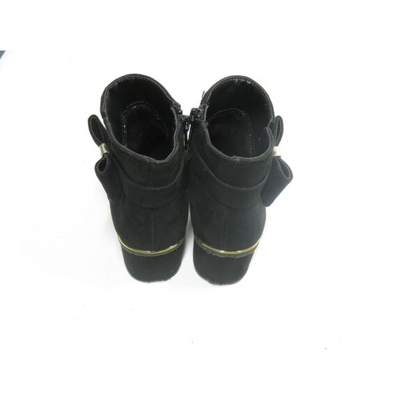 Children’s Place Faux Black Suede Dress Ankle Booties Zip Bow Heel Girls 12 - Picture 6 of 9